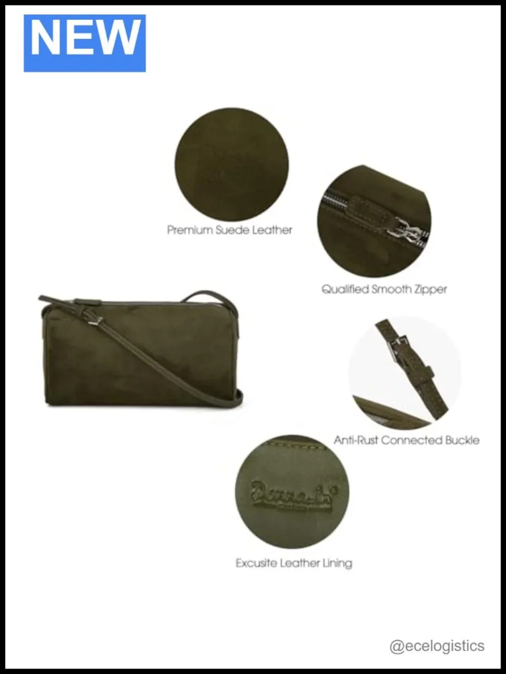 Suede Leather Crossbody Hobo Bag Adjustable Strap